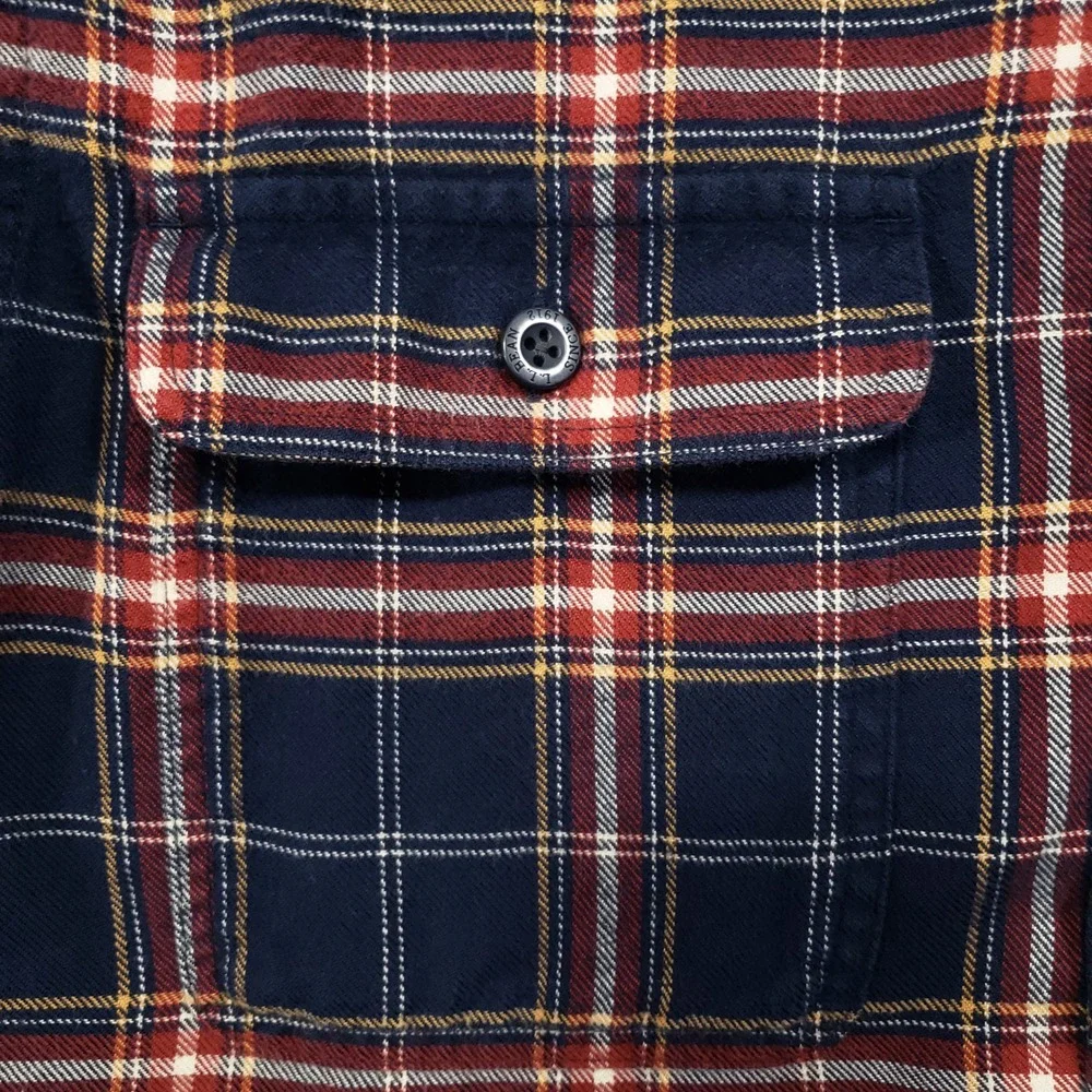 L.L. Bean Fleece Lined Flannel Shirt Jacket Mens Large Blue Red Plaid Shacket